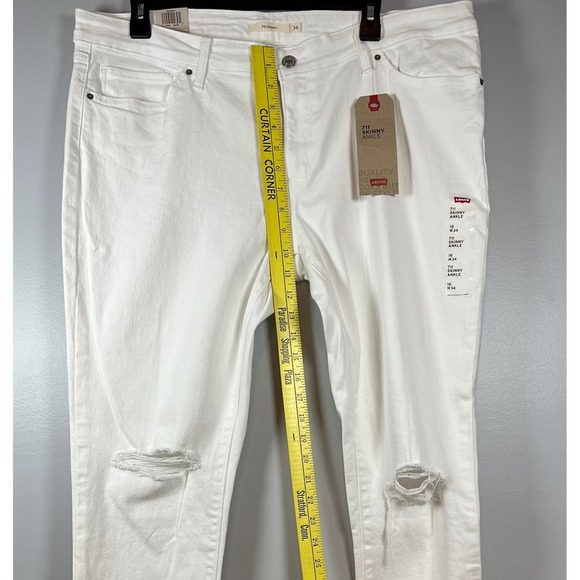 NWT Women's Levi 711, Skinny Ankle Mid Rise, White Jeans, Size W34 - Picture 4 of 10